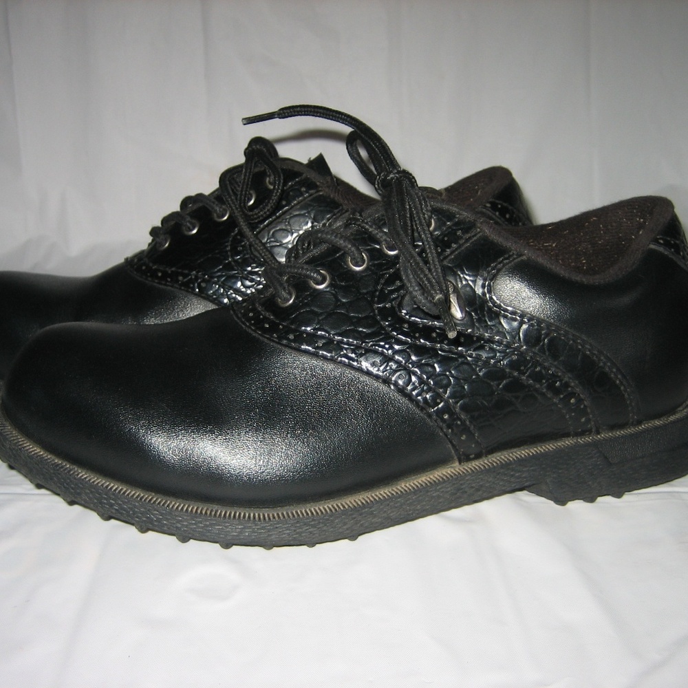 Men's AUSTIN Black Croc Print Golf Shoes, 8 D